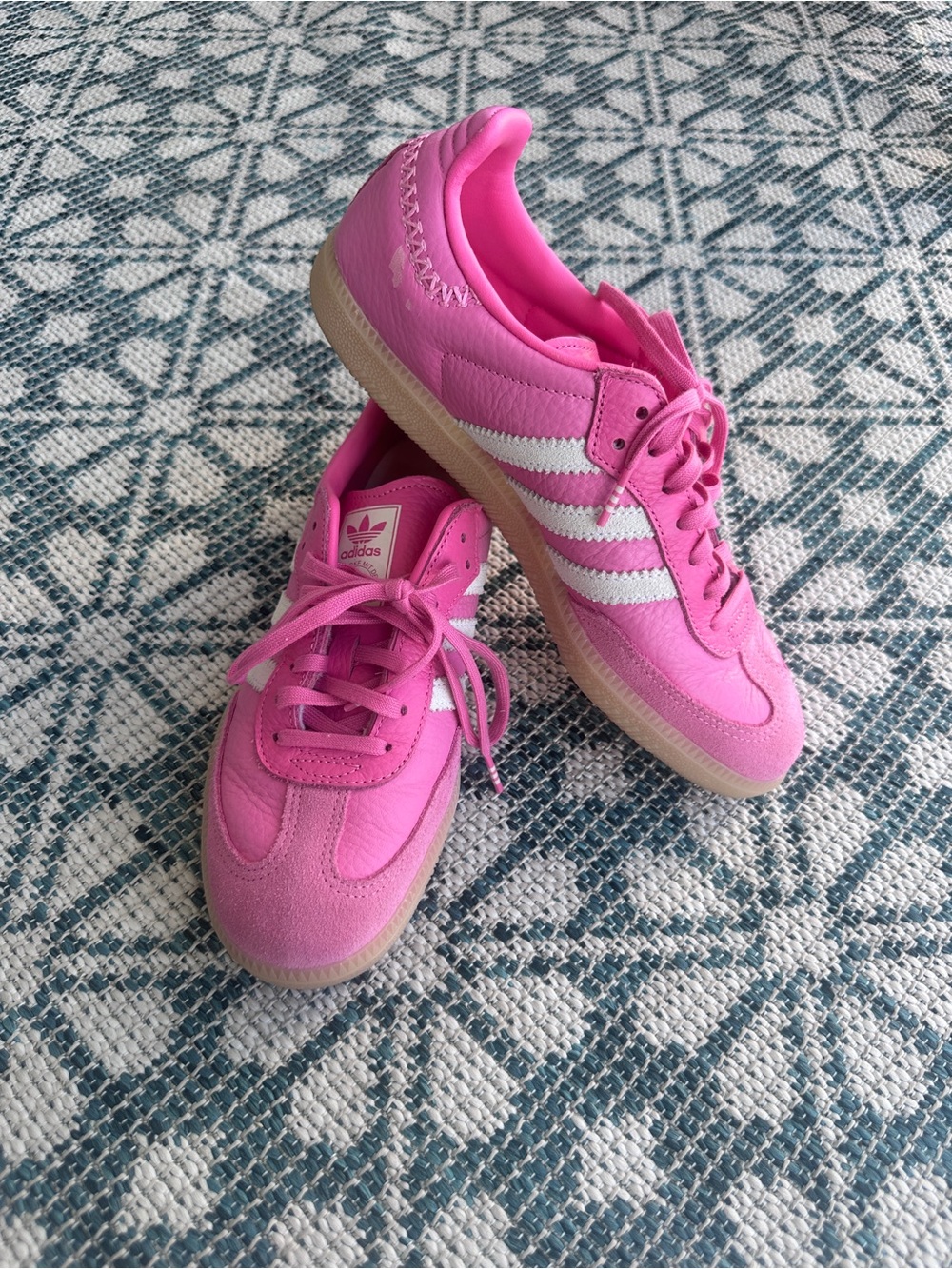 8 women/ 6.5 kids. adidas samba Pink Sneakers with White. Girls’ Grade school